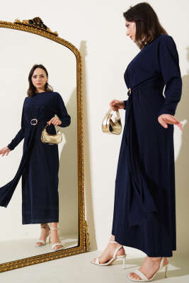Tokalı İkili Sandy Elbise Lacivert 