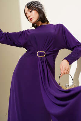 Tokalı İkili Sandy Elbise Mor