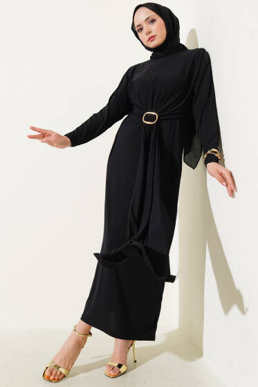 Tokalı İkili Sandy Elbise Siyah - Elbise
