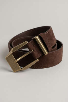 Tokalı Kalın Süet Kemer Kahve - DESREE KEMER