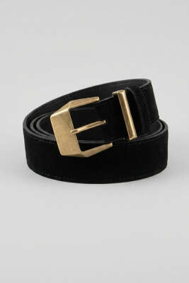 Tokalı Kalın Süet Kemer Siyah - DESREE KEMER