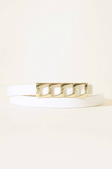 Tokalı Kemer Beyaz - Deri Kemer