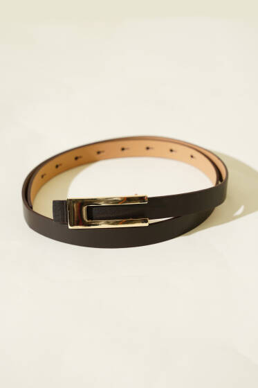 Tokalı Metal Kemer Acı Kahve - Deri Kemer