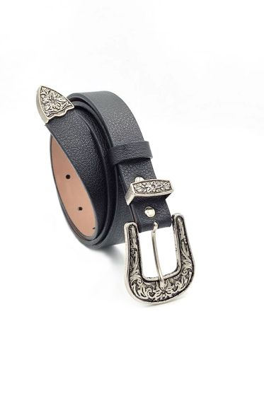 Tokası Motifli Siyah Kemer - Deri Kemer