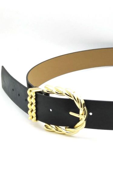 Tokası Örgü Desen Siyah Kemer - Deri Kemer