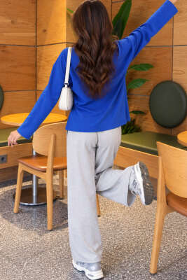 Too Long To Handle Baskılı Sweatshirt Saks - Kadın Giyim Modelleri