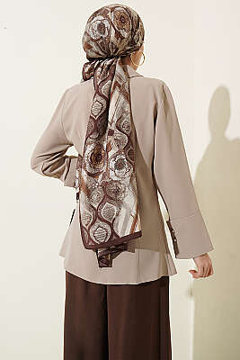 Top Düğmeli Dikiş Detaylı Gömlek Bej - Gömlek