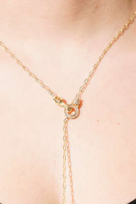 Top Sallantılı Modern Y Formlu Zincir Kolye Gold - Kolye