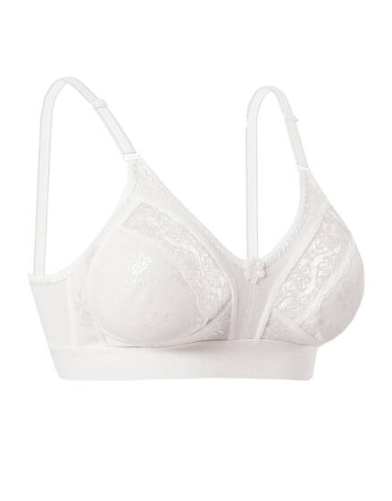 Toplayıcı Geniş Askılı Lez Ara Dantel Sütyen Ekru - Toparlayıcı Sütyen / Minimizer Sütyen