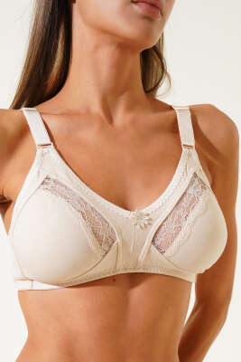 Toplayıcı Penye Ara Dantel Sütyen Ten - EBRU SÜTYEN