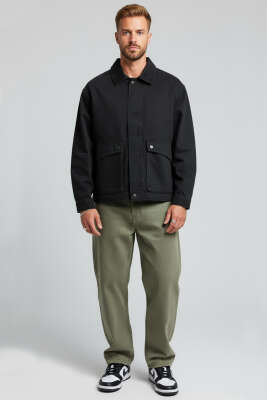 Torba Cep Gabardin Erkek Ceket Siyah - Erkek Ceket