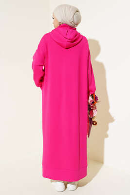 	 Torba Cep Kapüşonlu Elbise Fuşya - Tesettür Elbise