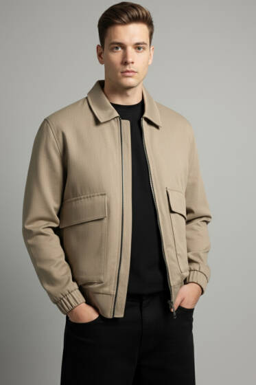 Torba Cepli Gabardin Erkek Ceket Bej - Erkek Ceket