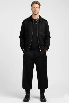 Torba Cepli Gabardin Erkek Ceket Siyah - Erkek Ceket