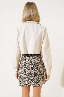 Torba Cepli Gabardin Kısa Ceket Bej - Kadın Giyim Modelleri