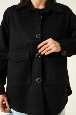 Torba Cepli Kaşe Ceket Siyah - Kadın Giyim Modelleri