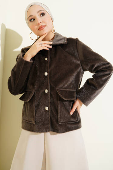 Torba Cepli Kısa Goldfox Ceket Vizon - Ceket