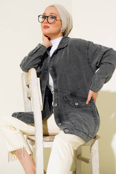 Torba Cepli Kot Ceket Füme - Ceket