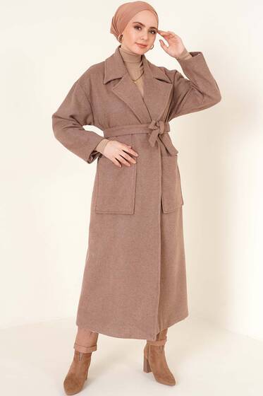 Torba Cepli Uzun Kaşe Kaban Vizon - Kaban