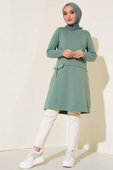 Torba Cepli Zincirli Tunik Çağla Yeşili - Tunik