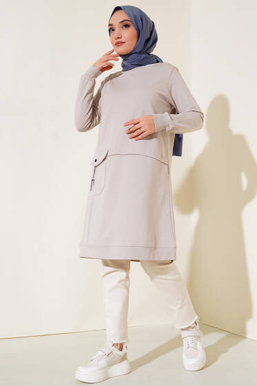Torba Cepli Zincirli Tunik Gri - Tunik