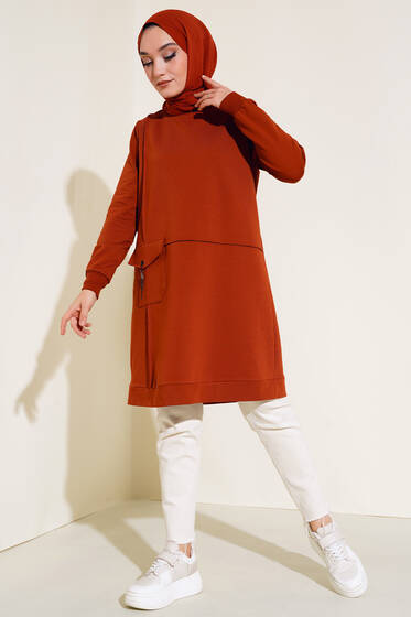 Torba Cepli Zincirli Tunik Kiremit - Tunik