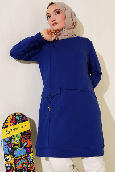 Torba Cepli Zincirli Tunik Lacivert - Tunik