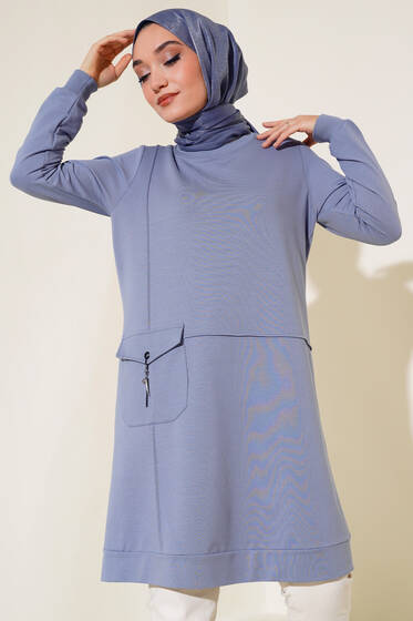 Torba Cepli Zincirli Tunik Mavi - Tunik