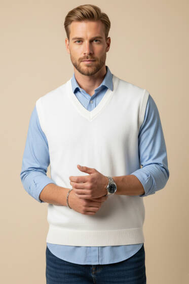 Triko Erkek Süveter Beyaz - Günün Seçilenleri