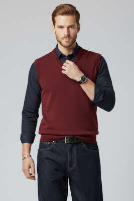 Triko Erkek Süveter Bordo 
