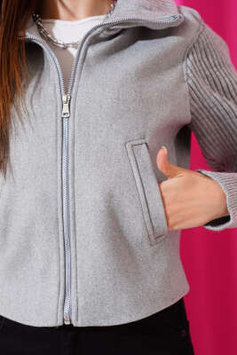 Triko Garnili Kaşe Mont Gri - Kadın Giyim Modelleri