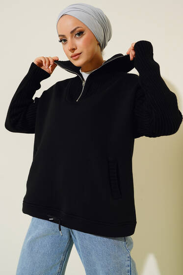 Triko Garnili Tunik Siyah - Tunik