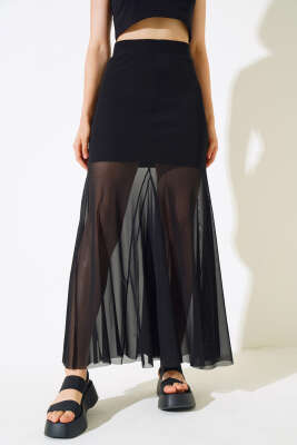 Tül Bel Lastikli Etek Siyah - Kadın Giyim Modelleri