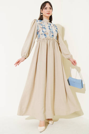 Tül Çiçekli Elbise Taş - Elbise