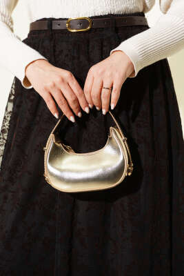 Tül Çiçekli Kemerli Etek Kahve - Etek