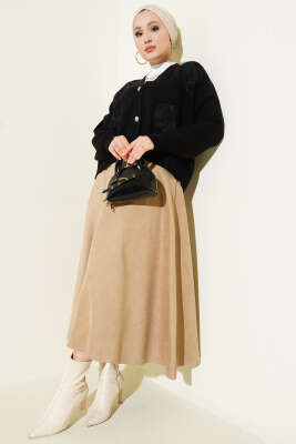 Tül Çiçekli Taşlı Kısa Triko Hırka Siyah - Hırka