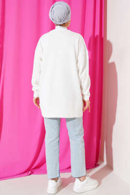 Tül Çiçekli Triko Tunik İndigo - Triko Tunik