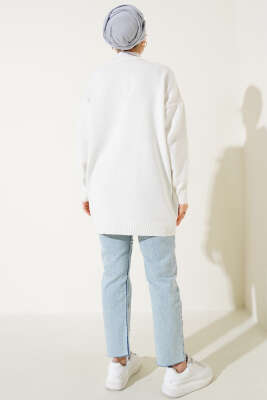 Tül Çiçekli Triko Tunik Yeşil - Triko Tunik