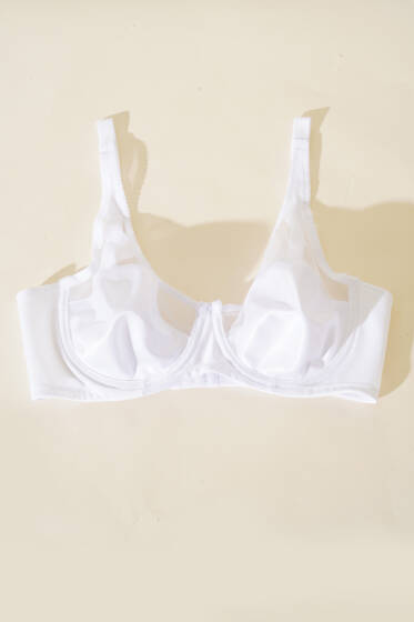Tül Detaylı Desteksiz Toparlayıcı Sütyen Beyaz - Toparlayıcı Sütyen / Minimizer Sütyen