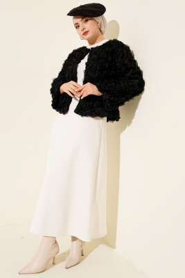 Tül Güllü Ceket Siyah - Ceket