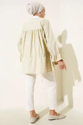 Tünelli Büzgülü Kimono Bej - Dış Giyim&Mont