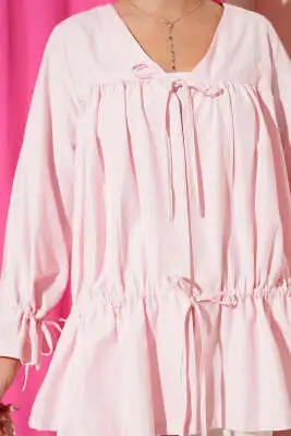 Tünelli Büzgülü Kimono Pembe - Dış Giyim&Mont