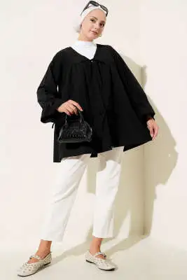 Tünelli Büzgülü Kimono Siyah - Dış Giyim&Mont