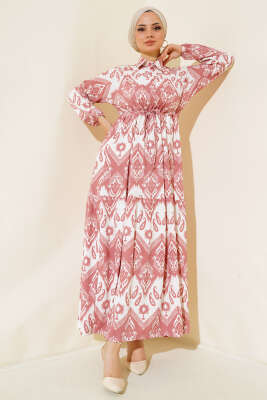 Tünelli Desenli Elbise Gül Kurusu 