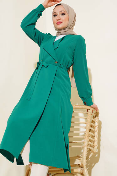 Tünelli Düğme Kap Yeşil - Trençkot