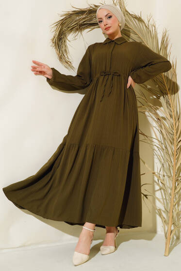 Tünelli Patlı Elbise Haki - Elbise