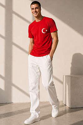 Türkiye Baskılı Erkek T-shirt Kırmızı - Erkek T-shirt
