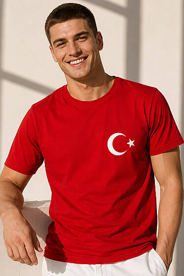 Türkiye Baskılı Erkek T-shirt Kırmızı - Erkek T-shirt