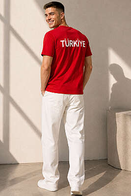 Türkiye Baskılı Erkek T-shirt Kırmızı - Erkek T-shirt