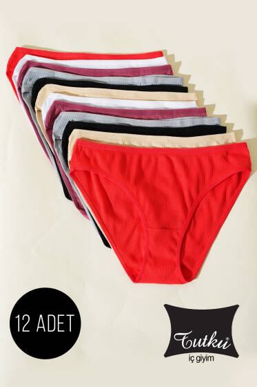 Tutku Bayan 12'li Kaşkorse Bikini Kombin - Slip Külot